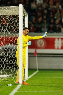 Dünya Kupası 2026 Avrupa ön eleme maçında Belçika ve Kuzey Makedonya milli takımları arasında görülen Dimitrievski 'yi çaldı (Maciej Rogowski / Ball Raw Images)