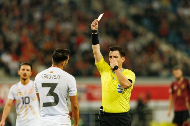 Stefan Askovski ve Halil Umut Meler, 2026 Dünya Kupası Avrupa ön eleme maçında Belçika ve Kuzey Makedonya milli takımları arasında görüldüler (Maciej Rogowski / Ball Raw Images)