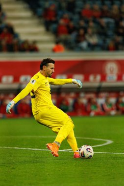 Dünya Kupası 2026 Avrupa ön eleme maçında Belçika ve Kuzey Makedonya milli takımları arasında görülen Dimitrievski 'yi çaldı (Maciej Rogowski / Ball Raw Images)