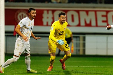 Dünya Kupası 2026 Avrupa ön eleme maçında Belçika ve Kuzey Makedonya milli takımları arasında görülen Dimitrievski 'yi çaldı (Maciej Rogowski / Ball Raw Images)