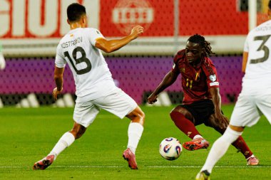 Jeremy Doku, Belçika ve Kuzey Makedonya milli takımları arasında oynanan 2026 Dünya Kupası ön eleme maçında görüldü (Maciej Rogowski / Ball Raw Images)