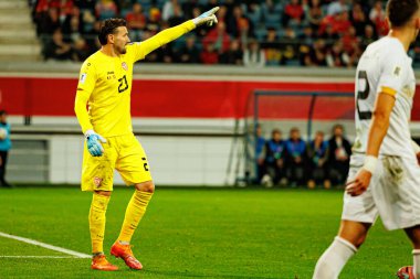 Dünya Kupası 2026 Avrupa ön eleme maçında Belçika ve Kuzey Makedonya milli takımları arasında görülen Dimitrievski 'yi çaldı (Maciej Rogowski / Ball Raw Images)