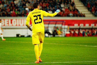 Dünya Kupası 2026 Avrupa ön eleme maçında Belçika ve Kuzey Makedonya milli takımları arasında görülen Dimitrievski 'yi çaldı (Maciej Rogowski / Ball Raw Images)