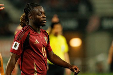 Jeremy Doku, Belçika ve Kuzey Makedonya milli takımları arasında oynanan 2026 Dünya Kupası ön eleme maçında görüldü (Maciej Rogowski / Ball Raw Images)