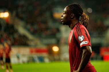 Jeremy Doku, Belçika ve Kuzey Makedonya milli takımları arasında oynanan 2026 Dünya Kupası ön eleme maçında görüldü (Maciej Rogowski / Ball Raw Images)