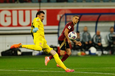 Dünya Kupası 2026 Avrupa ön eleme maçında Belçika ve Kuzey Makedonya milli takımları arasında görülen Dimitrievski 'yi çaldı (Maciej Rogowski / Ball Raw Images)