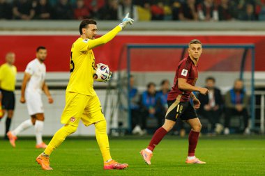 Dünya Kupası 2026 Avrupa ön eleme maçında Belçika ve Kuzey Makedonya milli takımları arasında görülen Dimitrievski 'yi çaldı (Maciej Rogowski / Ball Raw Images)