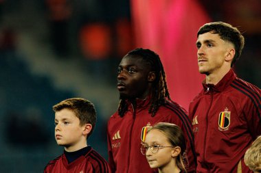 Jeremy Doku ve Alexis Saelemaekers, Belçika ve Kuzey Makedonya milli takımları arasındaki Dünya Kupası 2026 Avrupa ön eleme maçında görüldüler (Maciej Rogowski / Ball Raw Images)