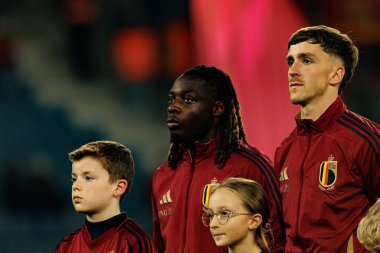 Jeremy Doku ve Alexis Saelemaekers, Belçika ve Kuzey Makedonya milli takımları arasındaki Dünya Kupası 2026 Avrupa ön eleme maçında görüldüler (Maciej Rogowski / Ball Raw Images)