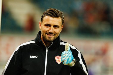 Dünya Kupası 2026 Avrupa ön eleme maçında Belçika ve Kuzey Makedonya milli takımları arasında görülen Dimitrievski 'yi çaldı (Maciej Rogowski / Ball Raw Images)