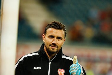 Dünya Kupası 2026 Avrupa ön eleme maçında Belçika ve Kuzey Makedonya milli takımları arasında görülen Dimitrievski 'yi çaldı (Maciej Rogowski / Ball Raw Images)