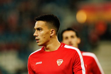 Tihomir Kostadinov, 2026 Dünya Kupası Avrupa ön eleme maçında Belçika ve Kuzey Makedonya milli takımları arasında görüldü (Maciej Rogowski / Ball Raw Images)