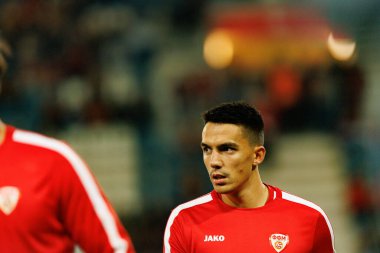 Tihomir Kostadinov, 2026 Dünya Kupası Avrupa ön eleme maçında Belçika ve Kuzey Makedonya milli takımları arasında görüldü (Maciej Rogowski / Ball Raw Images)