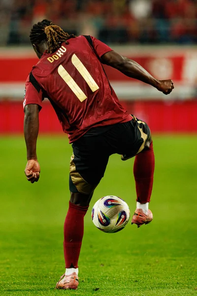 Jeremy Doku, Belçika ve Kuzey Makedonya milli takımları arasında oynanan 2026 Dünya Kupası ön eleme maçında görüldü (Maciej Rogowski / Ball Raw Images)