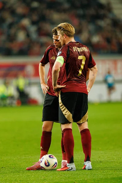 Maxim De Duyper ve Kevin De Bruyne, Belçika ve Kuzey Makedonya milli takımları arasında oynanan 2026 Dünya Kupası Avrupa ön eleme maçında görüldüler (Maciej Rogowski / Ball Raw Images)
