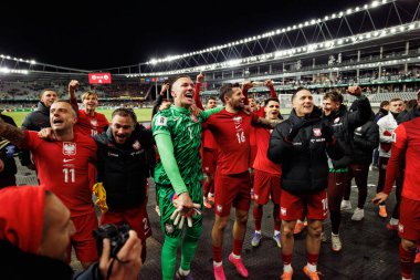 Kamil Grosicki, Matty Cash, Lukasz Skorupski, Pawel Wszolek ve Piotr Zielinski, 2026 Dünya Kupası 'nda Litvanya ve Polonya milli takımları arasında oynanan Avrupa ön eleme maçında görüldü (Maciej Rogowski / Ball Raw Images))