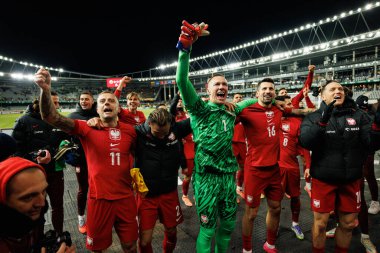 Kamil Grosicki, Matty Cash, Lukasz Skorupski, Pawel Wszolek ve Piotr Zielinski, 2026 Dünya Kupası 'nda Litvanya ve Polonya milli takımları arasında oynanan Avrupa ön eleme maçında görüldü (Maciej Rogowski / Ball Raw Images))