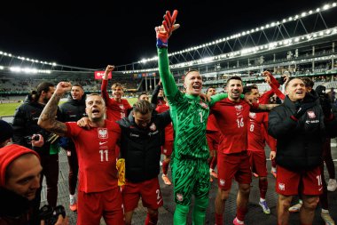 Kamil Grosicki, Matty Cash, Lukasz Skorupski, Pawel Wszolek ve Piotr Zielinski, 2026 Dünya Kupası 'nda Litvanya ve Polonya milli takımları arasında oynanan Avrupa ön eleme maçında görüldü (Maciej Rogowski / Ball Raw Images))