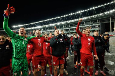 Polonyalı oyuncular, Litvanya ve Polonya milli takımları arasında oynanan 2026 Dünya Kupası Avrupa Ön eleme maçında görüldü (Maciej Rogowski / Ball Raw Images)