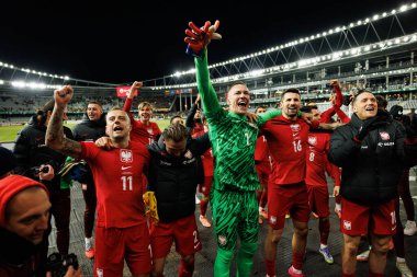 Kamil Grosicki, Matty Cash, Lukasz Skorupski, Pawel Wszolek ve Piotr Zielinski, 2026 Dünya Kupası 'nda Litvanya ve Polonya milli takımları arasında oynanan Avrupa ön eleme maçında görüldü (Maciej Rogowski / Ball Raw Images))