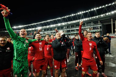 Polonyalı oyuncular, Litvanya ve Polonya milli takımları arasında oynanan 2026 Dünya Kupası Avrupa Ön eleme maçında görüldü (Maciej Rogowski / Ball Raw Images)