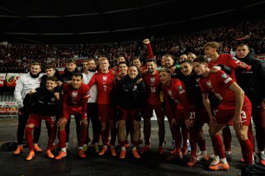 Polonyalı oyuncular, Litvanya ve Polonya milli takımları arasında oynanan 2026 Dünya Kupası Avrupa Ön eleme maçında görüldü (Maciej Rogowski / Ball Raw Images)