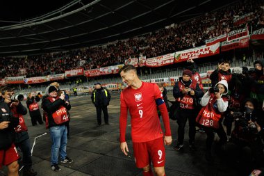 Polonyalı oyuncular, Litvanya ve Polonya milli takımları arasında oynanan 2026 Dünya Kupası Avrupa Ön eleme maçında görüldü (Maciej Rogowski / Ball Raw Images)