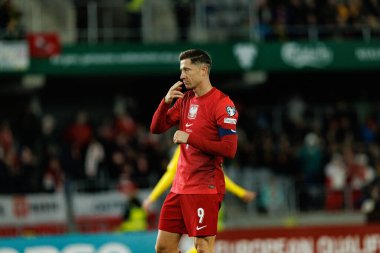 Robert Lewandowski, 2026 Dünya Kupası Avrupa ön eleme maçında Litvanya ve Polonya milli takımları arasında gol attıktan sonra kutlama yaparken görüldü (Maciej Rogowski / Ball Raw Images)