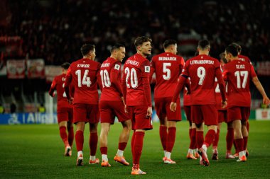 Polonyalı oyuncular, 2026 Dünya Kupası Avrupa Ön eleme maçında Litvanya ve Polonya milli takımları arasında gol üstüne gol atarken görüldü (Maciej Rogowski / Ball Raw Images)