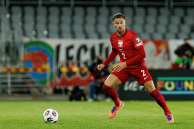 Matty Cash, 2026 Dünya Kupası 'nda Litvanya ve Polonya milli takımları arasında oynanan Avrupa Ön eleme maçında görüldü (Maciej Rogowski / Ball Raw Images)