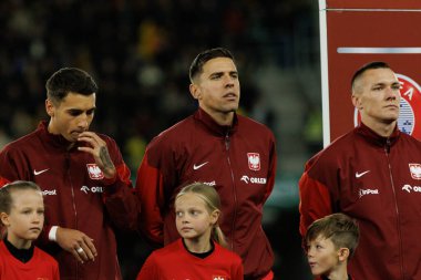 Jakub Kiwior, Jan Bednarek ve Lukasz Skorupski, 2026 Dünya Kupası 'nda Litvanya ve Polonya milli takımları arasında oynanan Avrupa eleme maçında görüldü (Maciej Rogowski / Ball Raw Images)