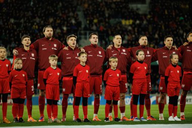 Polonyalı oyuncular, Litvanya ve Polonya milli takımları arasında oynanan 2026 Dünya Kupası Avrupa Ön eleme maçında görüldü (Maciej Rogowski / Ball Raw Images)