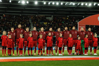 Polonyalı oyuncular, Litvanya ve Polonya milli takımları arasında oynanan 2026 Dünya Kupası Avrupa Ön eleme maçında görüldü (Maciej Rogowski / Ball Raw Images)