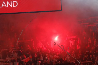 Polonya taraftarları 2026 Dünya Kupası 'nda Litvanya ve Polonya milli takımları arasında oynanan Avrupa Ön eleme maçında görüldüler (Maciej Rogowski / Ball Raw Images)