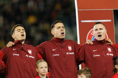 Jakub Kiwior, Jan Bednarek ve Lukasz Skorupski, 2026 Dünya Kupası 'nda Litvanya ve Polonya milli takımları arasında oynanan Avrupa eleme maçında görüldü (Maciej Rogowski / Ball Raw Images)