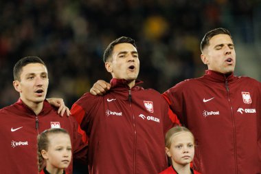 Bartosz Slisz, Jakub Kiwior ve Jan Bednarek, 2026 Dünya Kupası 'nda Litvanya ve Polonya milli takımları arasında oynanan Avrupa ön eleme maçında görüldü (Maciej Rogowski / Ball Raw Images)