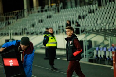 Michal Skoras, 2026 Dünya Kupası 'nda Litvanya ve Polonya milli takımları arasında oynanan Avrupa ön eleme maçında görüldü (Maciej Rogowski / Ball Raw Images)