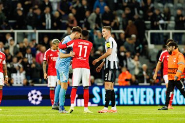 Nick Pope, Dodi Lukebakio ve Sven Botman, Newcastle United FC ile SL Benfica (Maciej Rogowski / Ball Raw Images) arasındaki Şampiyonlar Ligi faz maçında görüldü.)