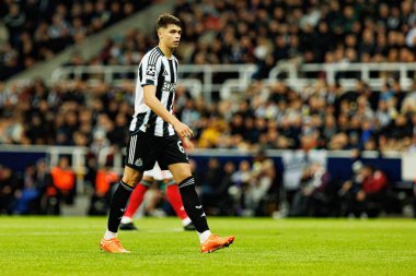 Lewis Miley, Newcastle United FC ve SL Benfica (Maciej Rogowski / Ball Raw Images) arasındaki Şampiyonlar Ligi faz maçında görüldü.)