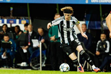 Anthony Gordon, Newcastle United FC ve SL Benfica (Maciej Rogowski / Ball Raw Images) arasındaki Şampiyonlar Ligi faz maçında görüldü.)