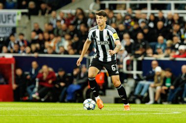 Lewis Miley, Newcastle United FC ve SL Benfica (Maciej Rogowski / Ball Raw Images) arasındaki Şampiyonlar Ligi faz maçında görüldü.)
