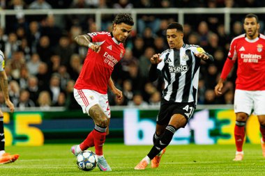Richard Rios ve Jacob Ramsey, Newcastle United FC ile SL Benfica (Maciej Rogowski / Ball Raw Images) arasındaki Şampiyonlar Ligi faz maçında görüldü.)