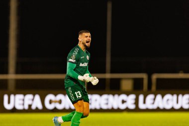Jaylan Hankins UEFA Konferans Ligi faz maçında Lincoln Red Imps ve Lech Poznan (Maciej Rogowski / Ball Raw Images) takımları arasında görüldü)