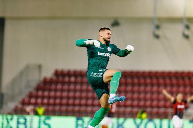 Jaylan Hankins UEFA Konferans Ligi faz maçında Lincoln Red Imps ve Lech Poznan (Maciej Rogowski / Ball Raw Images) takımları arasında görüldü)
