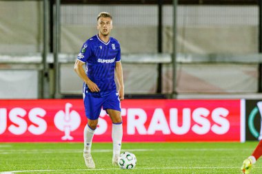 Mateusz Skrzypczak, Lincoln Red Imps ve Lech Poznan (Maciej Rogowski / Ball Raw Images) takımları arasında oynanan UEFA Konferans Ligi faz oyunu sırasında görüldü)