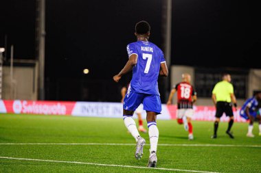 Yannick Agnero, Lincoln Red Imps ve Lech Poznan (Maciej Rogowski / Ball Raw Images) takımları arasında oynanan UEFA Konferans Ligi faz maçında görüldü)