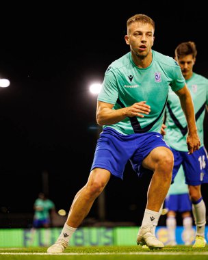 Mateusz Skrzypczak, Lincoln Red Imps ve Lech Poznan (Maciej Rogowski / Ball Raw Images) takımları arasında oynanan UEFA Konferans Ligi faz oyunu sırasında görüldü)