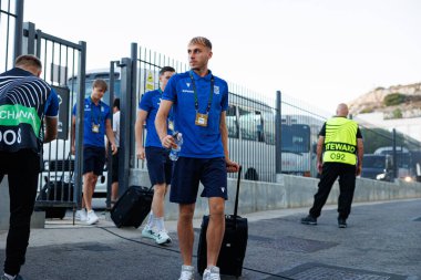 Michal Gurgul, Lincoln Red Imps ve Lech Poznan (Maciej Rogowski / Ball Raw Images) takımları arasında oynanan UEFA Konferans Ligi faz oyunu sırasında görüldü)