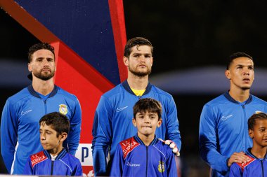 Sergi Gomez, Andre Gomes ve Kaiky Naves Liga Portekiz maçı sırasında FC Alverca ve Gil Vicente FC (Maciej Rogowski / Ball Raw Images) takımları arasında görüldü.)