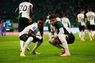 Geovany Quenda ve Alisson Santos, Estadio Jose Alvalade 'de (Maciej Rogowski / Ball Raw Images) Sporting CP ve Alverca FC takımları arasında oynanan çeyrek final maçında gol üstüne gol atarken görüldü.)